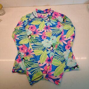 Joe Boxer tropical rash guard swim shirt size 12 girls